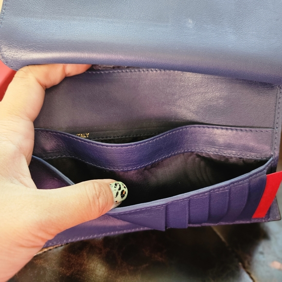 Valentino Rockstuds Mid Long CALFSKIN Leather Wallet Royal Blue Zip-Around - Picture 10 of 16